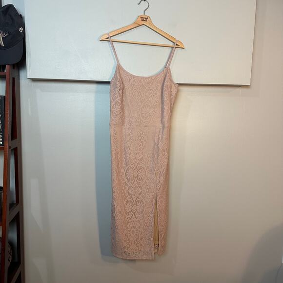 NWT Dress the Population Zahra Sheath Pink Lace Bodycon Midi Dress Size Large - Picture 4 of 12